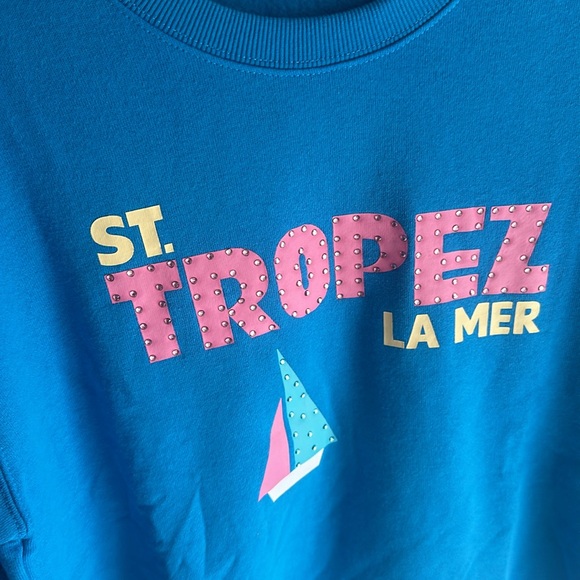 BRIGHT BLUE ST. TROPEZ JET SETTER SURF WASH CREWNECK - Picture 10 of 11